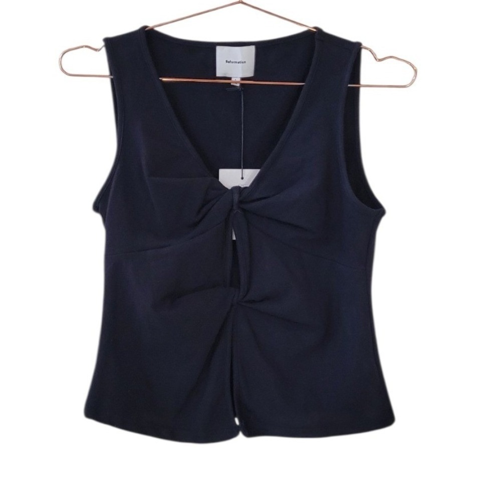 REFORMATION L Black Tefi Knit Top Women